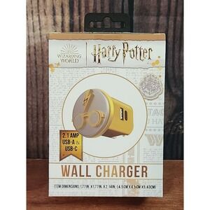 Harry Potter Wizarding World Wall Charger USB-A USB-C 2.1A Folding Plug Gold